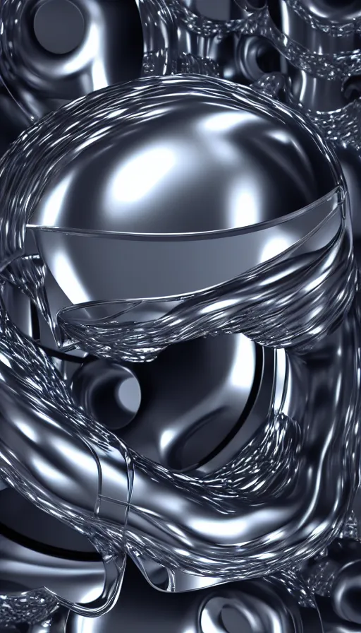 Image similar to hyperfuturism abstract 3 d object, liquid metal, anthropomorphic, chrome, fur, octane render, high detail, centred