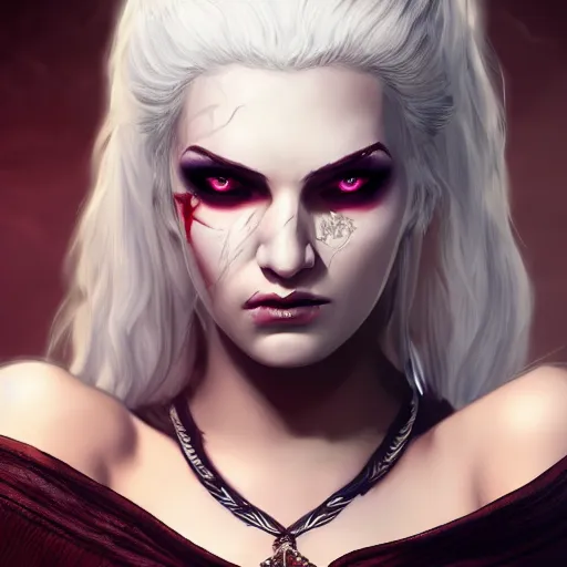 Prompt: an epic portrait of evelynn as a witcher, witcher design, beautiful face, detailed face, white hair, epic fantasy art, trending on artstation, deviantart, high detail, high definiton, ultra realistic, high quality, ultra quality, hyper realistic, 4 k uhd,