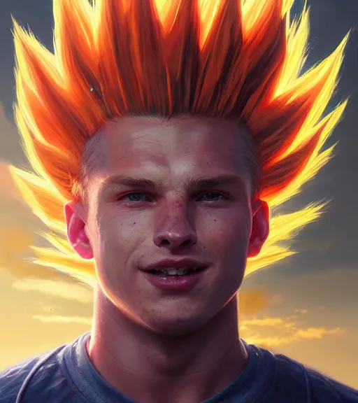 Prompt: highly detailed portrait of super saiyan cooper kupp football, unreal engine, fantasy art by greg rutkowski, loish, rhads, ferdinand knab, makoto shinkai and lois van baarle, ilya kuvshinov, rossdraws, tom bagshaw, global illumination, radiant light, detailed and intricate environment