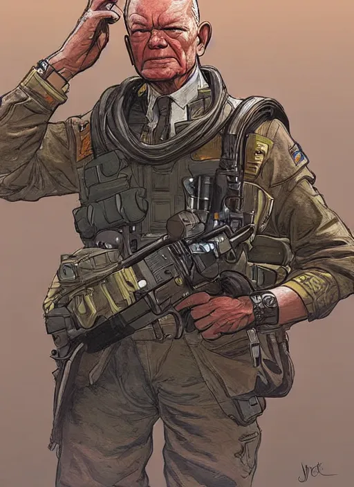 Image similar to apex legends eisenhower. concept art by james gurney and mœbius.