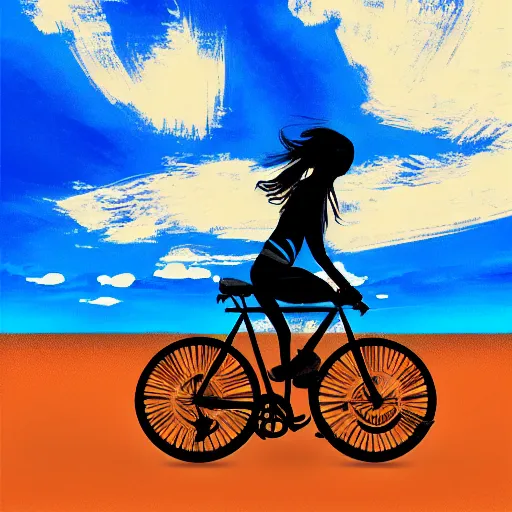 Prompt: POV of a person riding a bike, digital art