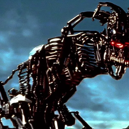 Image similar to Skynet Sends Terminator Animals to Hunt John Connor, Still from Terminator 12