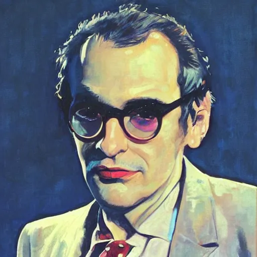 Image similar to “portrait of Donald fagen, by Robert McGinnis”