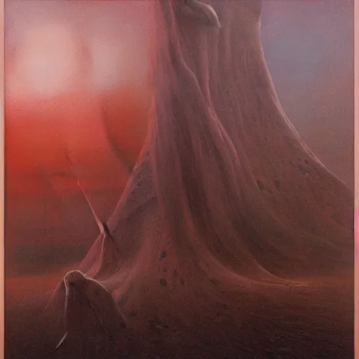 Image similar to Boreas: the frigid and tempestuous north wind by Zdzisław Beksiński, oil on canvas