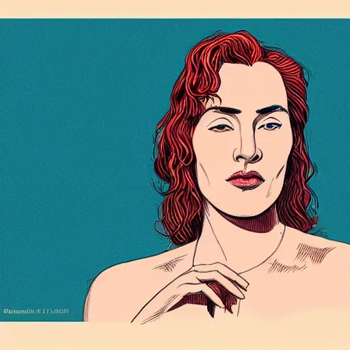 Image similar to “ kate winslet retro minimalist portrait by jean giraud, moebius starwatcher comic, 8 k ”