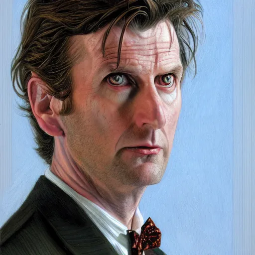 Image similar to The 10th doctor who, portrait art by Donato Giancola and James Gurney, digital art, trending on artstation