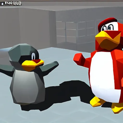 Image similar to danny devito punching penguins, nintendo 6 4 screenshot, low poly, aliased