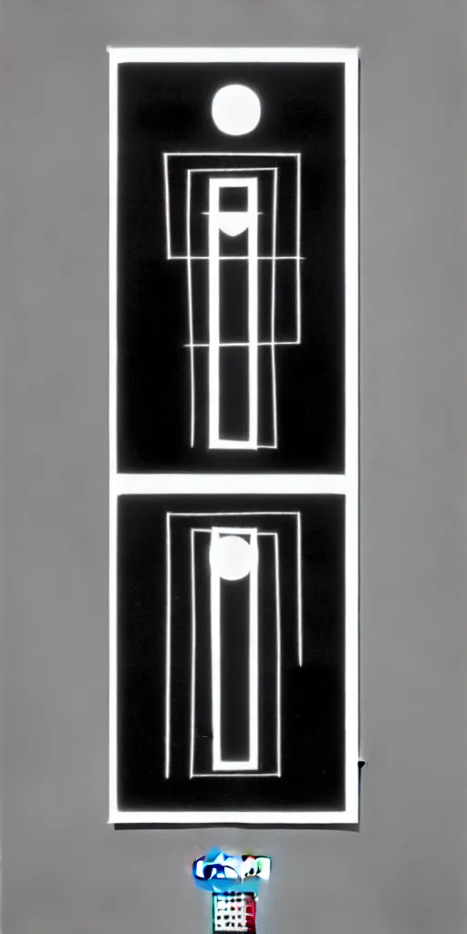 Image similar to minimal geometric tarot card by karl gerstner, black and white monochrome, bordered, centered, in frame, 8 k scan