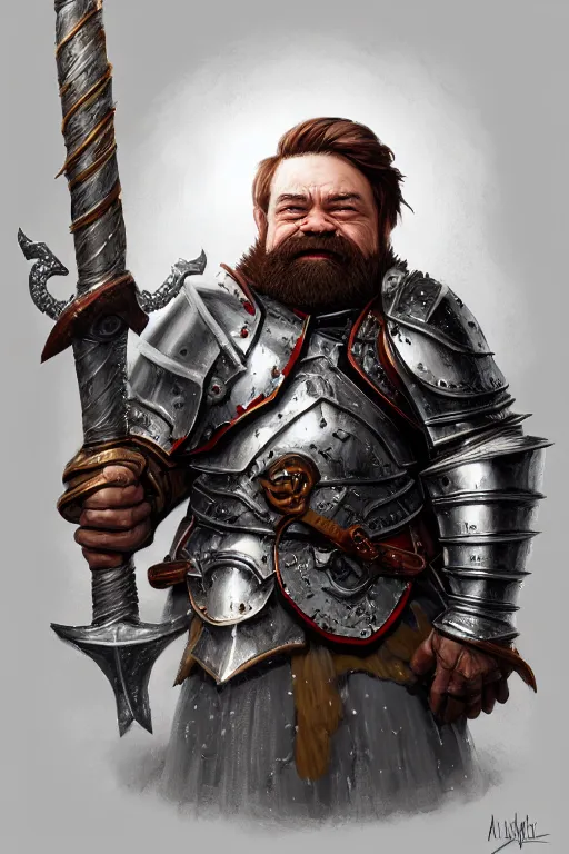 Image similar to dwarf knight portrait, highly detailed, d & d, fantasy, highly detailed, digital painting, trending on artstation, concept art, sharp focus, illustration, global illumination, ray tracing, realistic shaded, art by artgerm and greg rutkowski and fuji choko and viktoria gavrilenko and hoang lap