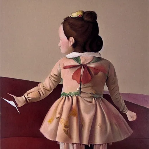 Image similar to little girl wearing an gucci's outfit. art made by artgem, inspired by balthus, highly detailed, realistic,