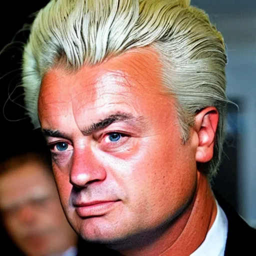 Image similar to geert wilders with static hair, hair raised up in spikes