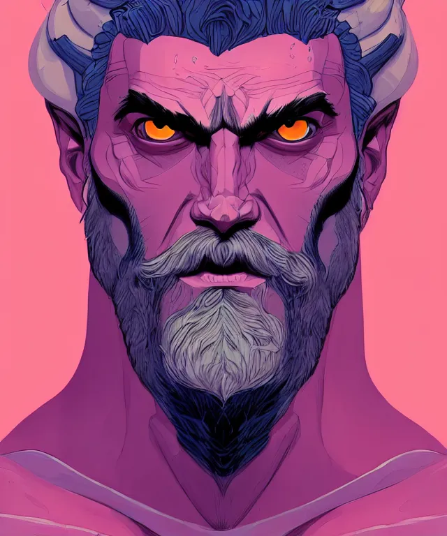 Image similar to a portrait of a half zeus half devil, fantasy, elegant, digital painting, artstation, concept art, matte, sharp focus, illustration, art by josan gonzalez