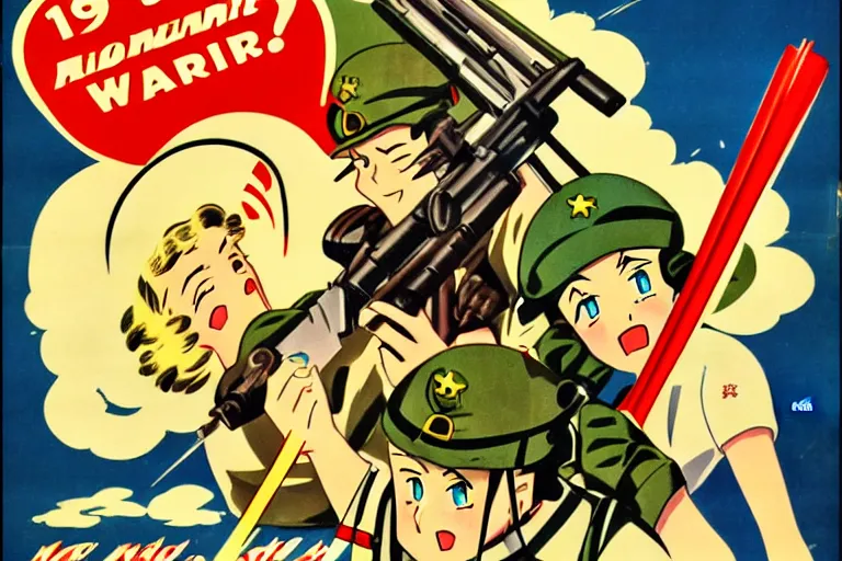 Image similar to 1940s, war, anime, poster