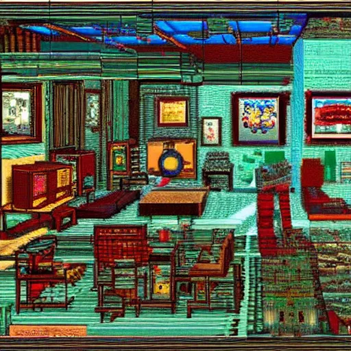 Prompt: this was the last virtual art museum made in 1 9 9 0, net art, ps 1 graphics, prerendered graphics, # screenshotsaturday, hd, intricate, detailed