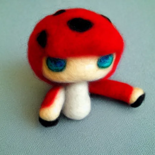 Image similar to a needle felted chibi zero suit samus, needle felting art.