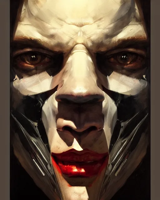 Prompt: a man in a mask : left - half a sad rotten face, right - half a cheerful face, fine details, realistic shaded lighting poster by greg rutkowski, magali villeneuve, artgerm, jeremy lipkin and michael garmash and rob rey