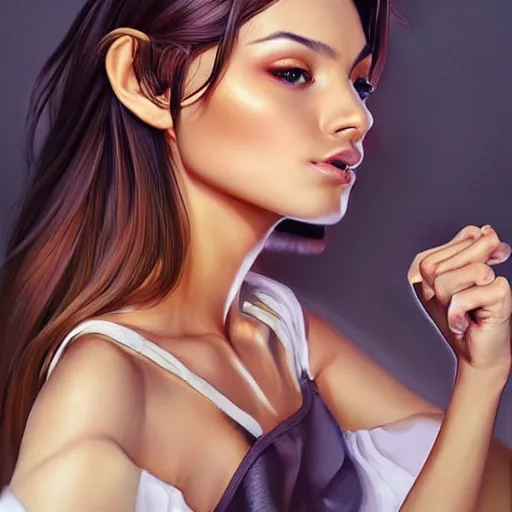 Prompt: a gourgeous female digital influencer in the style of stefan kostic, realistic, full body, sharp focus, 8 k high definition, insanely detailed, intricate, elegant, art by stanley lau and artgerm