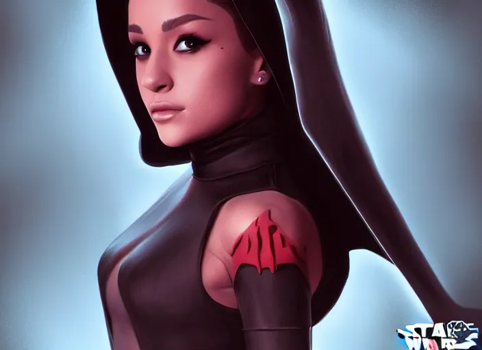 Image similar to Ariana Grande as an evil Sith lord trained by Darth Vader. Star Wars, artstation, Octane Render, photo realism character art by Artgerm