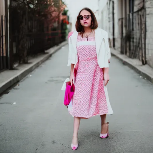 Image similar to woman wearing pink and white