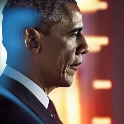 Prompt: Movie still of protomolecule Barack Obama in The Expanse