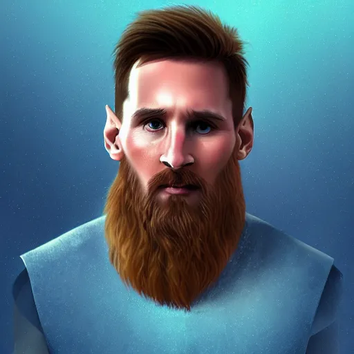 Prompt: Messi as a Viking, detailed digital art, trending on Artstation