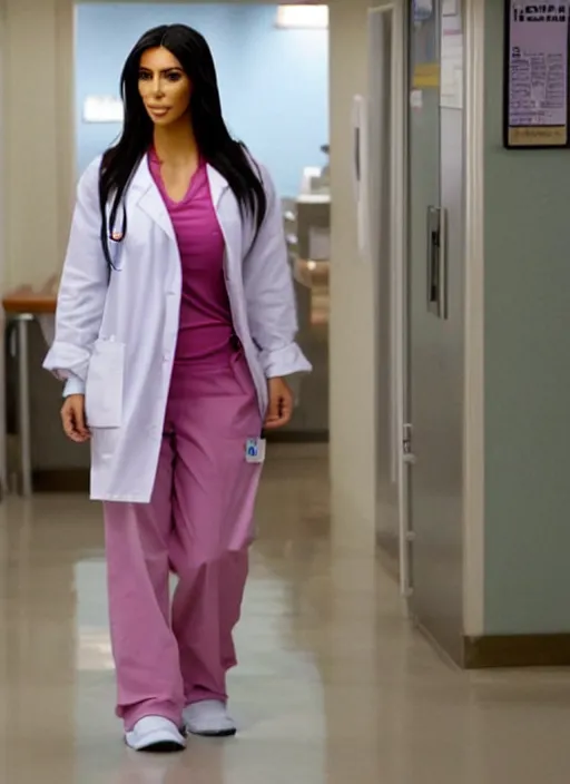 film still of kim kardashian as J.D in scrubs, Stable Diffusion