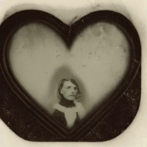 Prompt: tintype photo of a heart