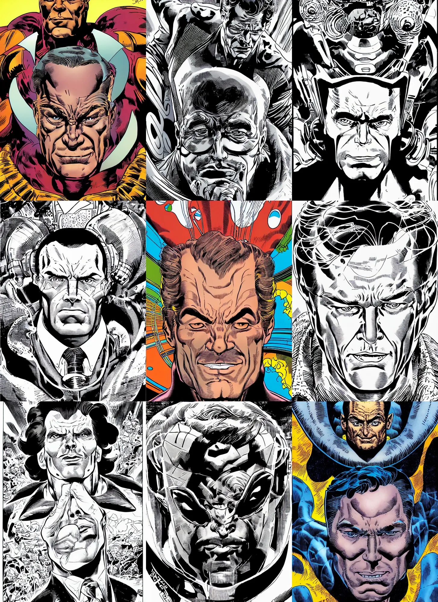 Prompt: dynamic macro head portrait of realistic christopher reevee by cory walker and ryan ottley and jack kirby and barry windsor - smith, comic, illustration, photo real
