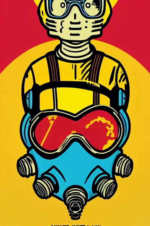 Image similar to fallout 7 6 retro futurist illustration art by butcher billy, sticker, colorful, illustration, highly detailed, simple, smooth and clean vector curves, no jagged lines, vector art, smooth andy warhol style