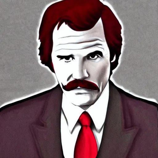 Prompt: pencil sketch of ron burgundy