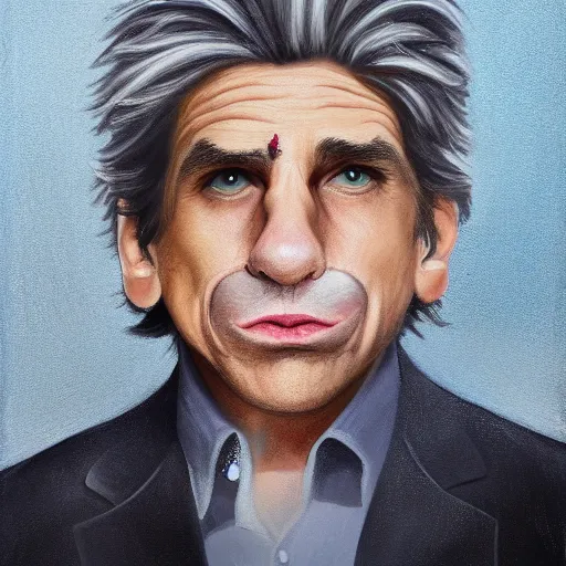 Image similar to a detailed painting of robert deniro disguised as a cat disguised as ben stiller by Cain Kuga and Junji ito, artstation,8k,artstationHD,artstationHQ, cinematic, diffuse lighting