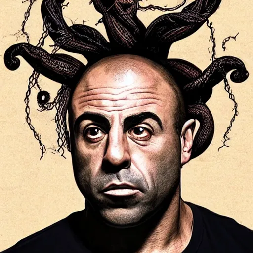 Image similar to joe rogan as medusa