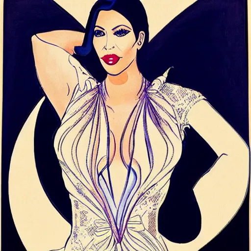 Image similar to art nouveau - style kim kardashian