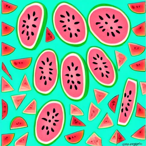 Prompt: “🔻🍉◾️, digital art”