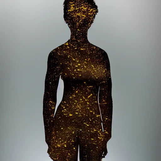 Prompt: a woman made of glass that has shattered