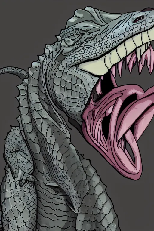 Image similar to lizardman, gray scales, anime, hd,