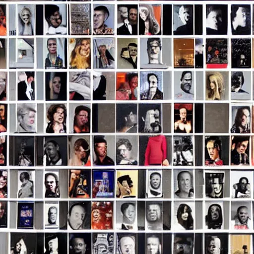 Image similar to photograph of a wall filled with hundreds of celebrity photographs