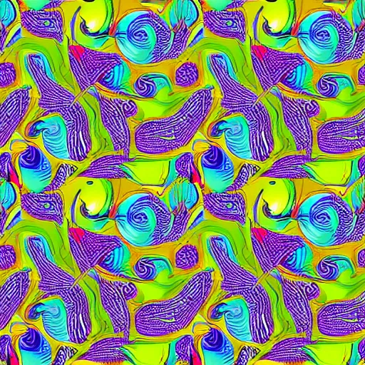 Prompt: exquisite fresh psychedelic print with beautiful and high resolution elements developed into seamless patterns
