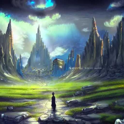 Image similar to heaven city fantasy pixiv scenery art inspired by magical fantasy