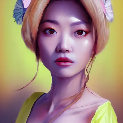Prompt: realistic portrait of yasuho hiros, featured on artstation, matte painting