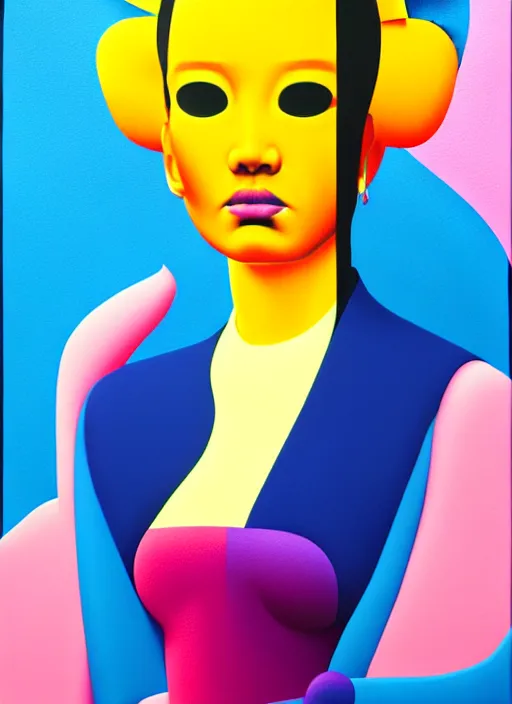 Prompt: stylish woman vibes by shusei nagaoka, kaws, david rudnick, airbrush on canvas, pastell colours, cell shaded!!!, 8 k