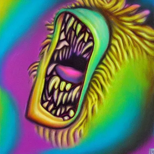 Prompt: pastel psychedelic monster hyperrealism