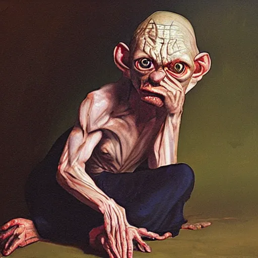 Prompt: Gollum , Taras Shevchenko style, painting ,