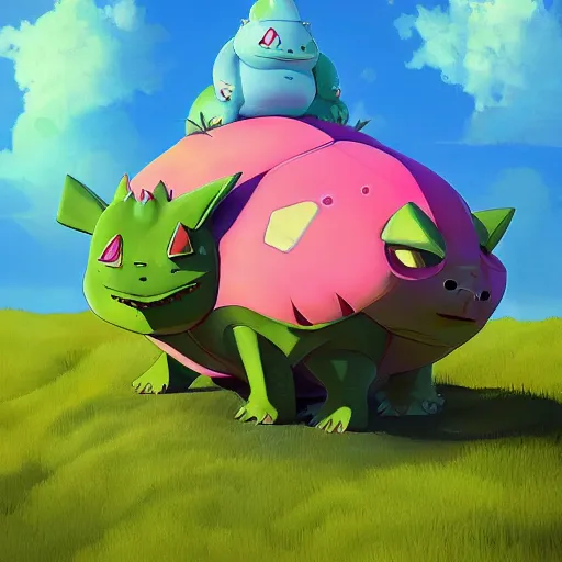 Prompt: A monstrosity bulbasaur by Beeple Crap