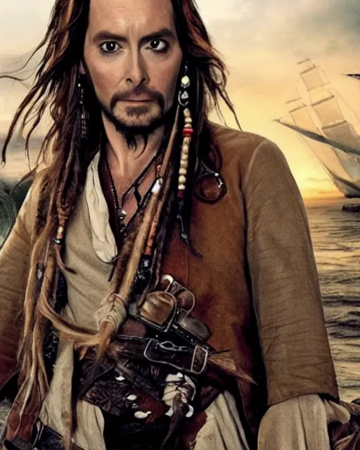 Image similar to David Tennant in a role of Captain Jack Sparrow