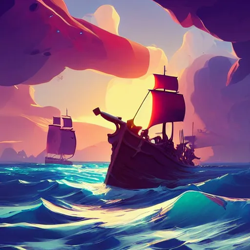 Image similar to painting treasure on sea of thieves game smooth median photoshop filter cutout vector, behance hd by jesper ejsing, by rhads, makoto shinkai and lois van baarle, ilya kuvshinov, rossdraws global illumination