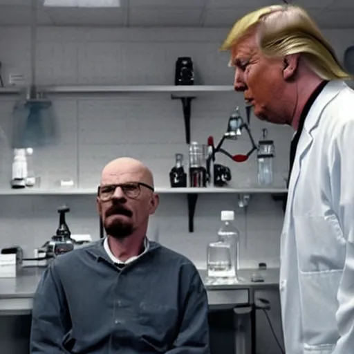 Prompt: donald trump meeting walter white in a laboratory - n 8