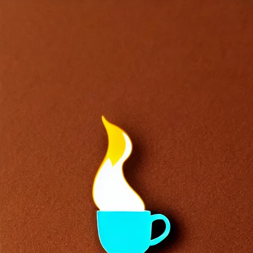 Prompt: minimalistic enamel pin of a cup on fire flame, retro design