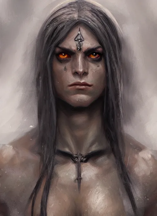 Image similar to realistic dark elf by r. a. salvatore portrait, trending on artstation, low angle oil painting and composition laws, cinematic lighting, hyperdetailed, artstation, cgsociety, 8 k