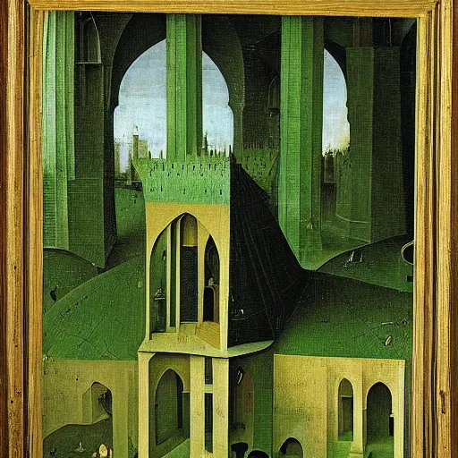 Image similar to green mosque by hieronymus bosch